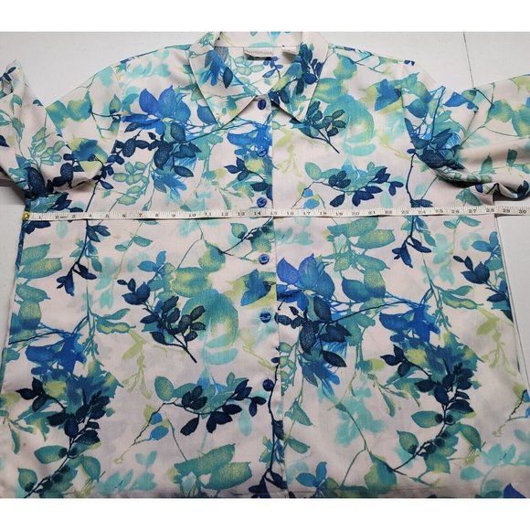 Drapers & Damons Women's 2 XL Button Front Shirt 3/4 Sleeve Abstract Foliage - Picture 7 of 12